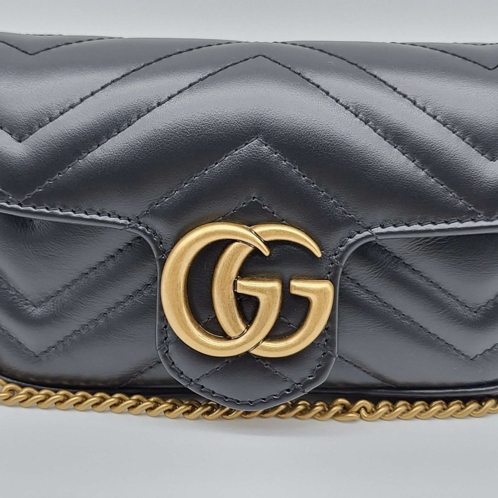 100% Authentic Gucci GG Marmont Super Mini Black Shoulder Bag - Picture 9 of 14